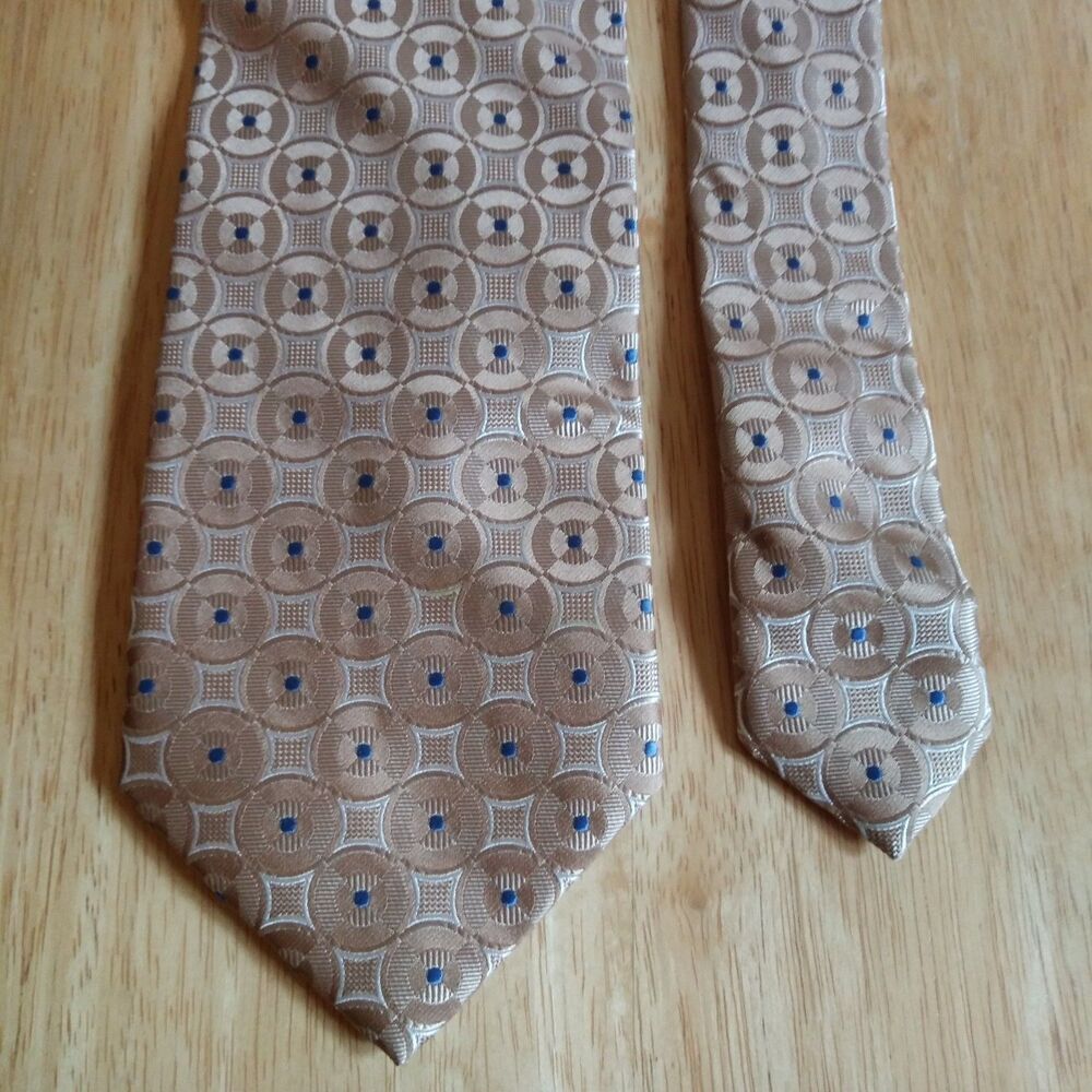 Meeting Street X-LONG Handmade Repp silk tie Subtle Gold Mosaic Pattern